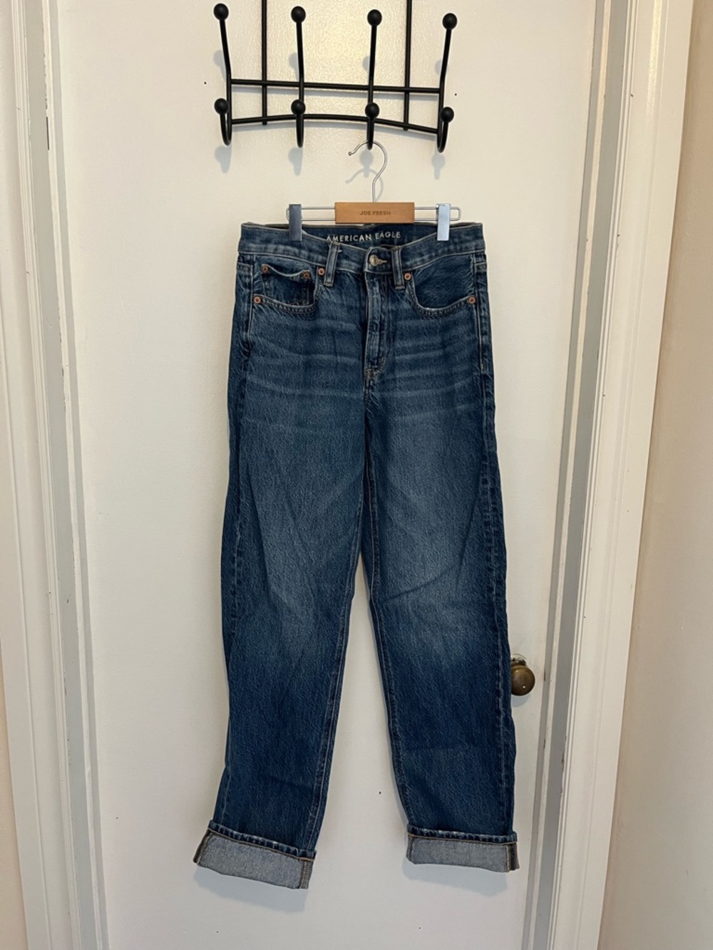 American Eagle Outfitters low rise baggy Dark Blue Straight-Leg Jeans